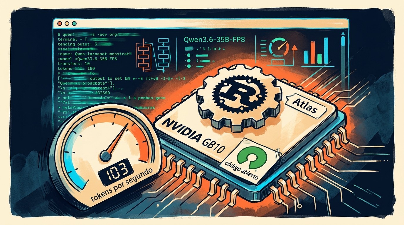 The GB10 Solution Atlas is now open source, the inference engine made for the community with breakneck inference speeds (Qwen3.6-35B-FP8 100+ tok/s) - ilustracion
