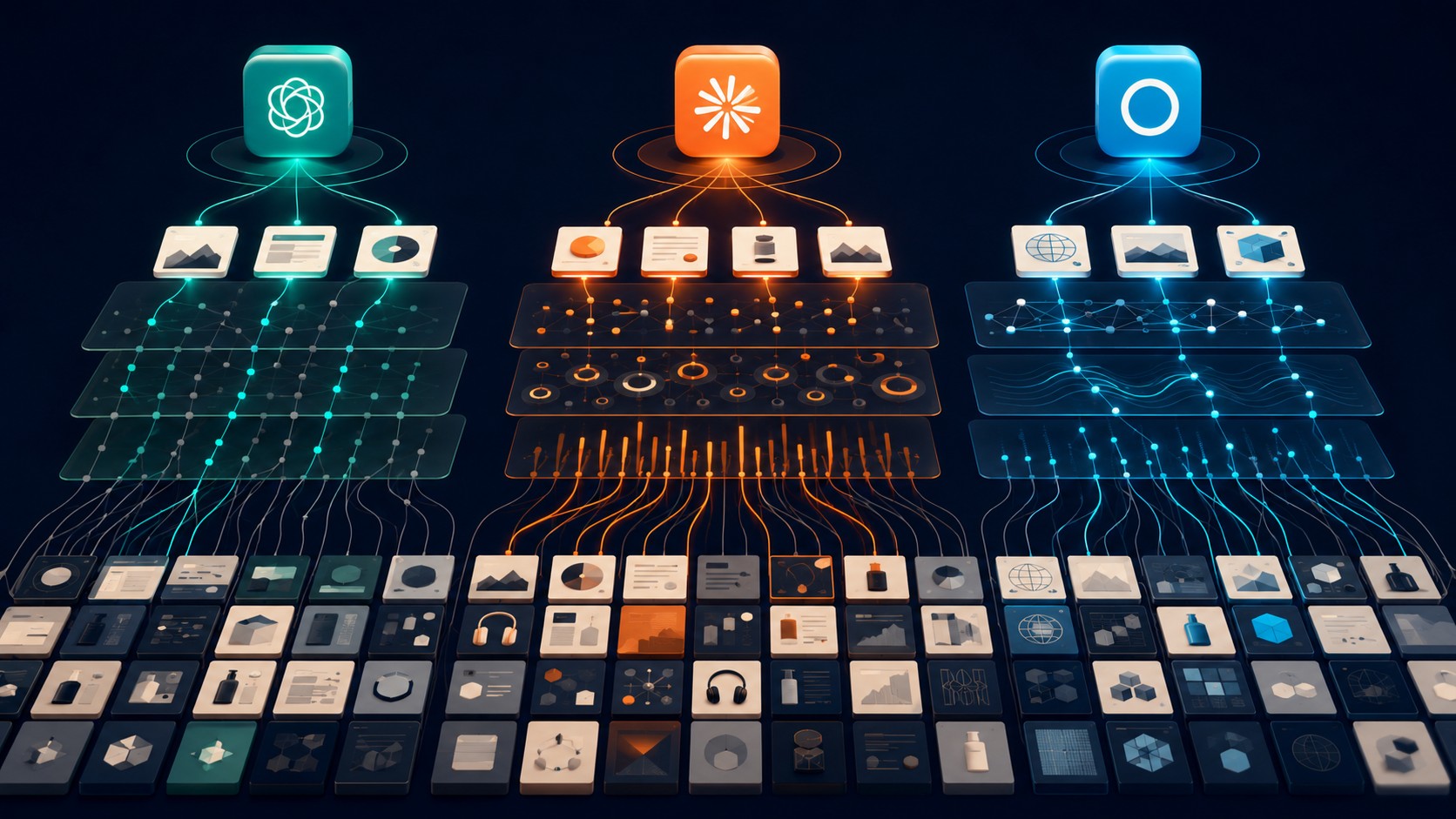 The logic behind AI citations: How ChatGPT, Claude, and Perplexity select which brands to cite (Research by NetRanks) - ilustracion