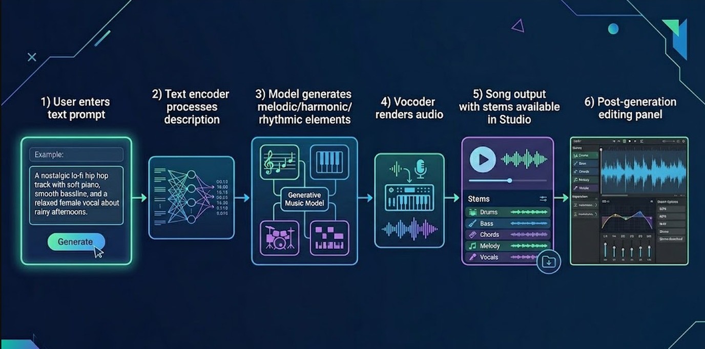 editor de música ia suno diagrama explicativo