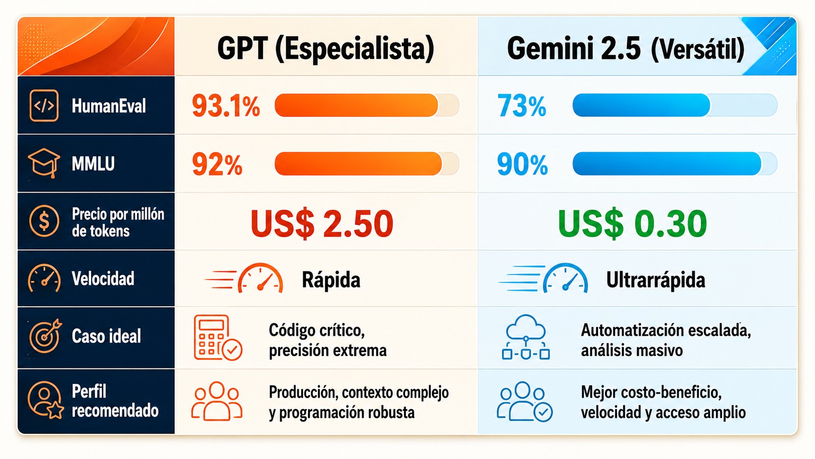 gpt vs gemini 2.5 tabla comparativa