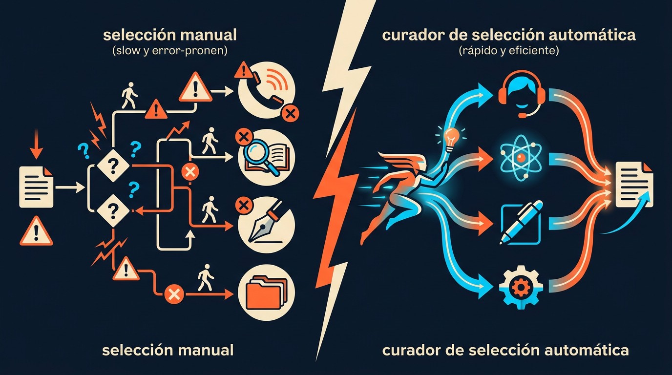 curador agentes ia diagrama explicativo