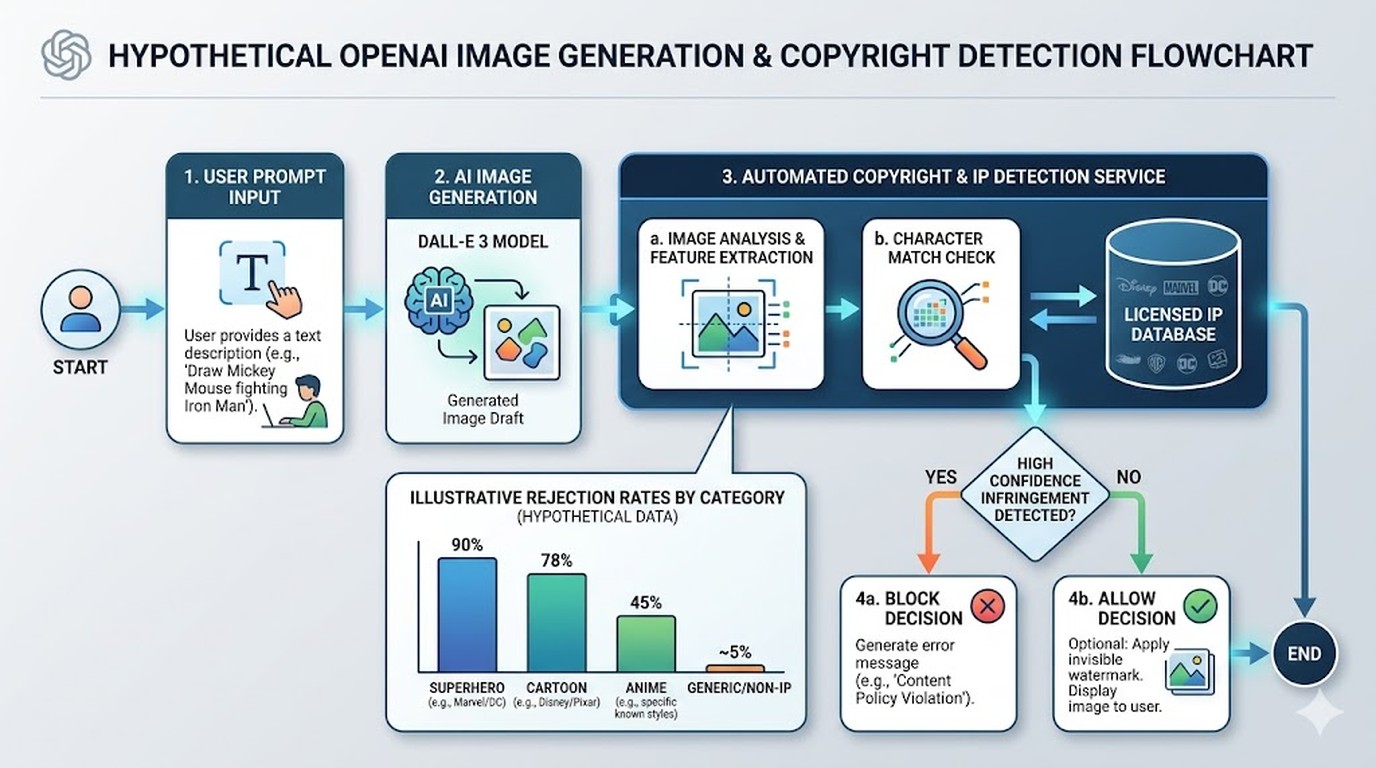 imágenes IA personajes copyright diagrama explicativo