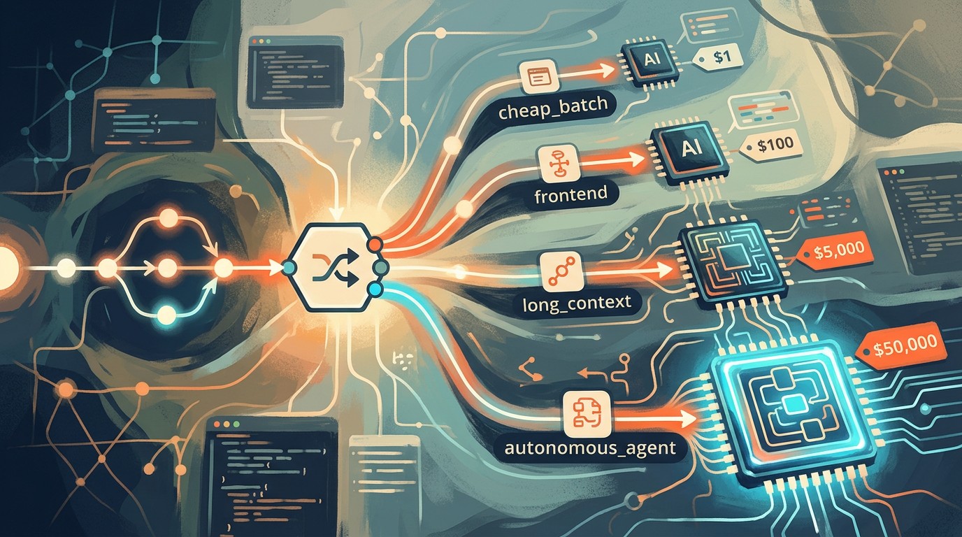 Enrutamiento inteligente de modelos LLM en n8n 1 I stopped routing every n8n AI step to the biggest model — here's the workflow - ilustracion