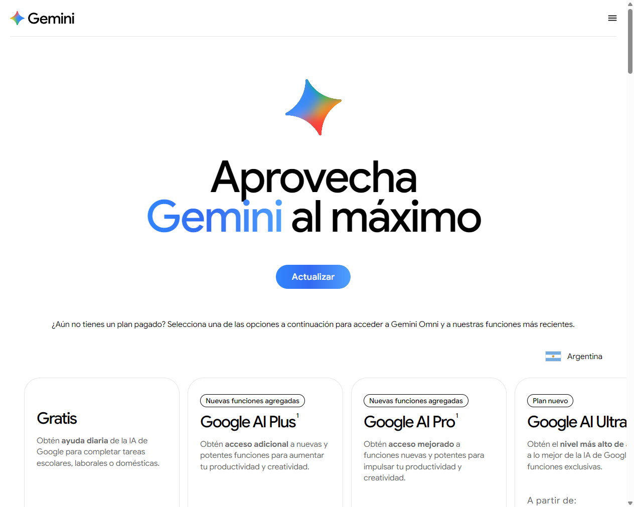 Precios oficiales de Gemini