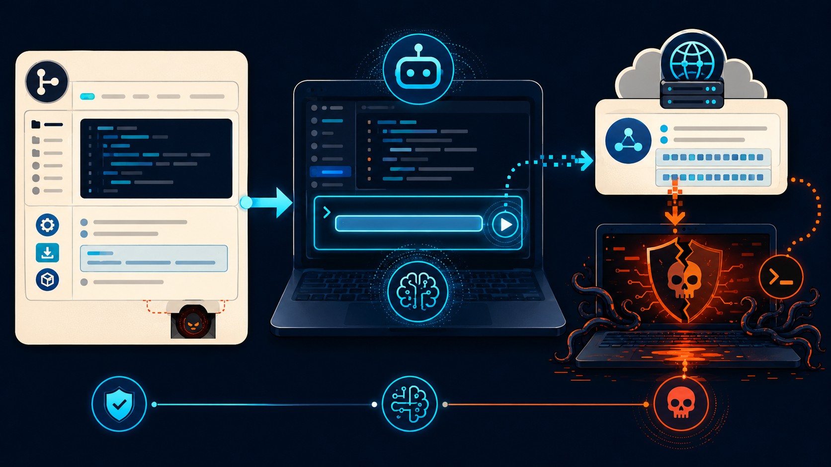malware en agentes ia diagrama explicativo