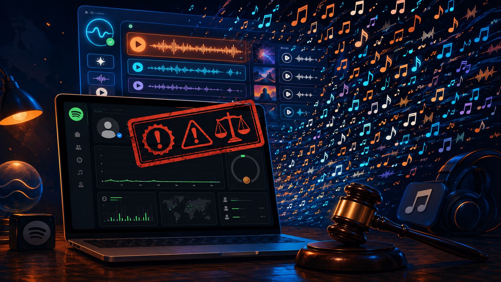 Is rushing Suno tracks onto Spotify/Apple the most crowded monetization path? - ilustracion
