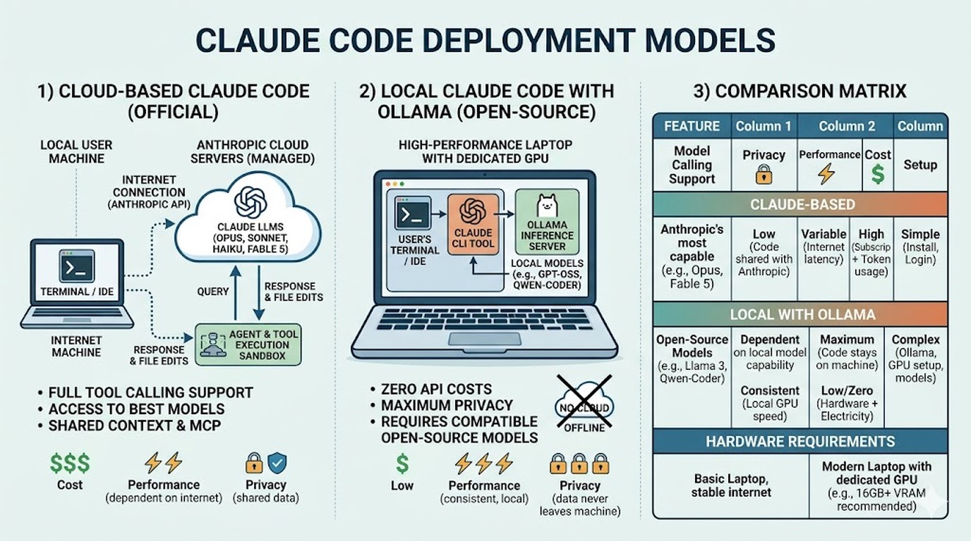 claude code ejecutar local diagrama explicativo