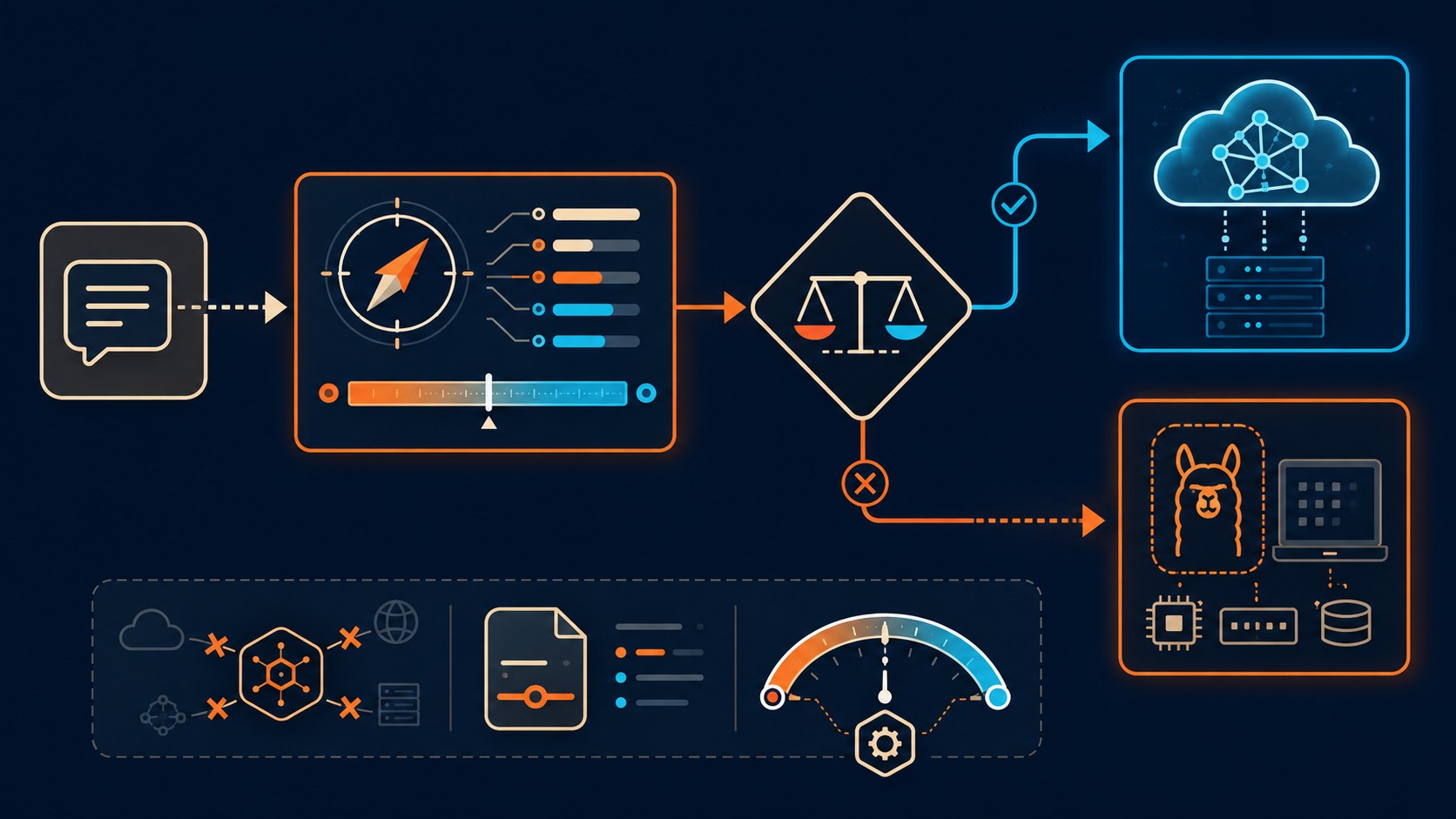 ruteo determinista de prompts llm diagrama explicativo