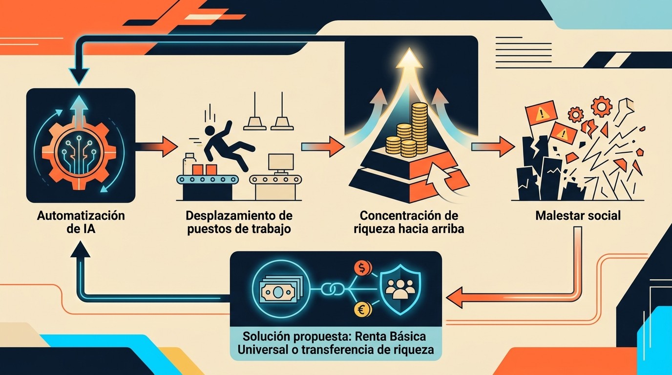 advertencia Elon Musk automatización IA diagrama explicativo
