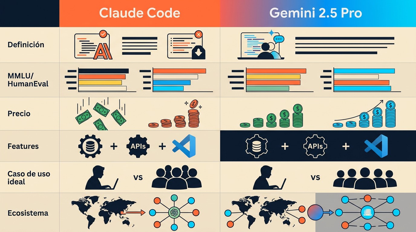 Claude Code vs Gemini 2.5: comparativa completa 3 claude code vs gemini 2.5 tabla comparativa