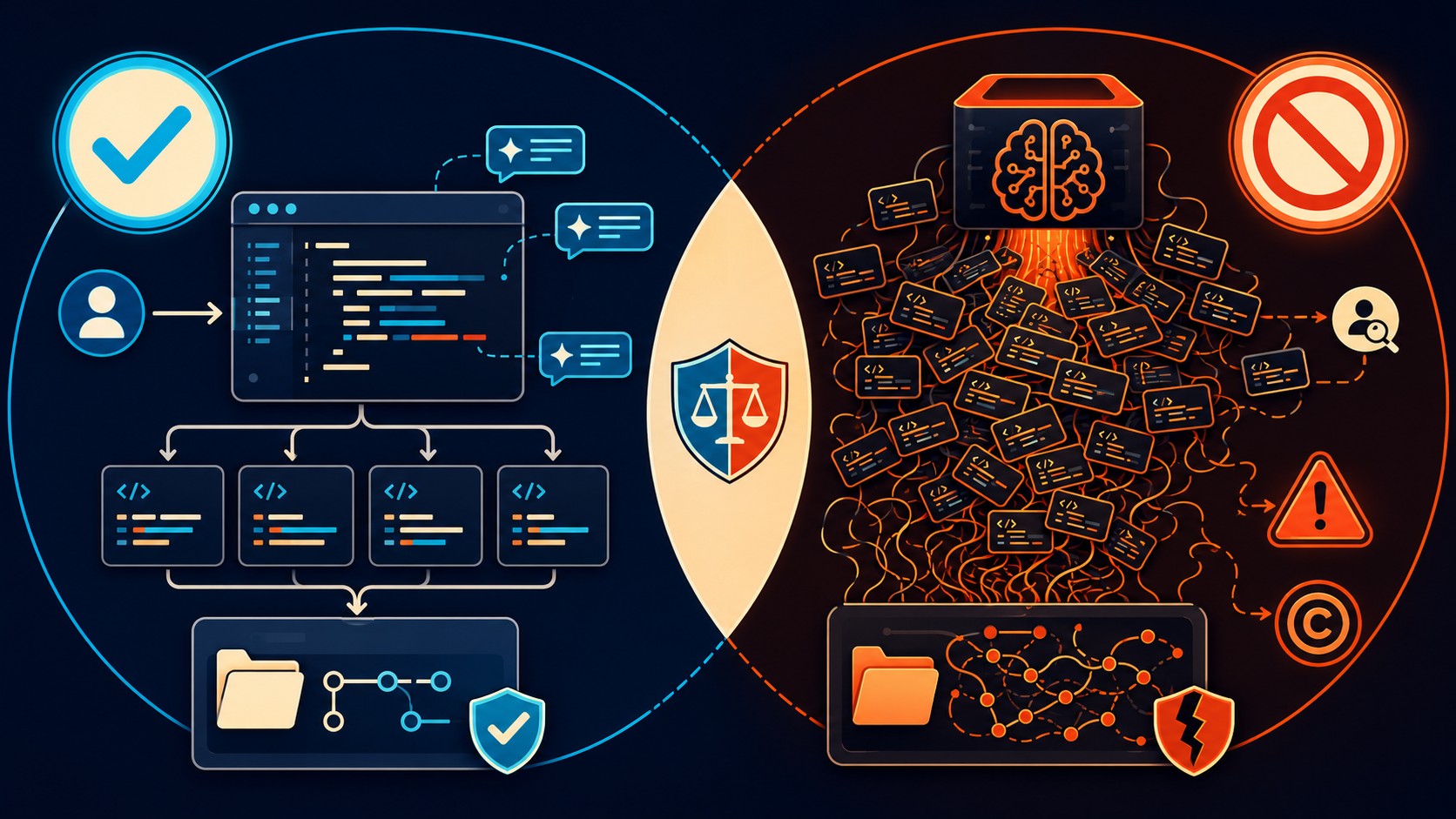 Codeberg prohíbe proyectos hechos casi todo con IA 2 codeberg código ia generado diagrama explicativo