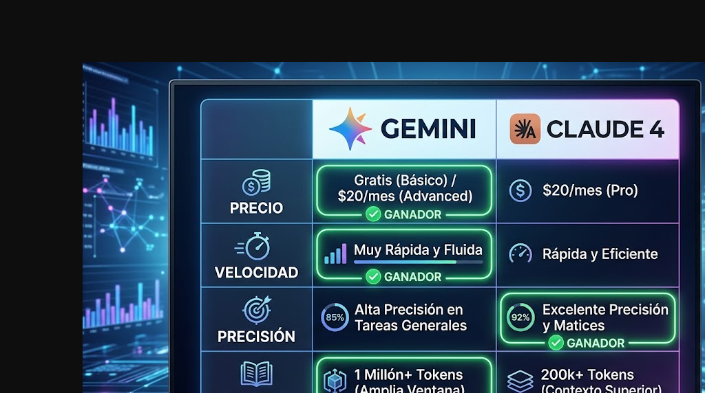 gemini vs claude 4 tabla comparativa