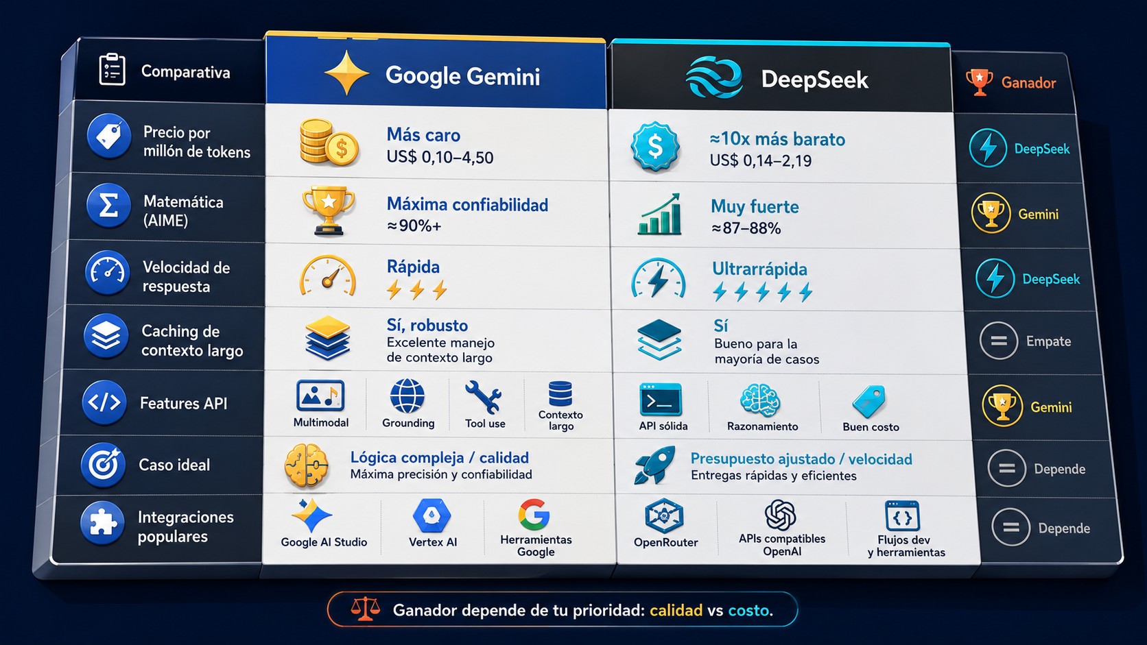 Google vs Deepseek: comparativa completa 3 google vs deepseek tabla comparativa