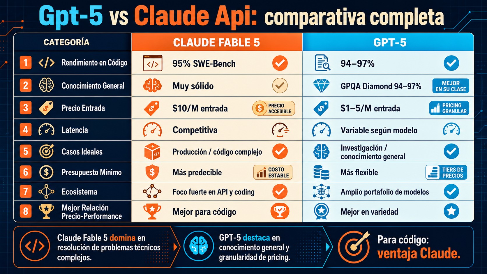Gpt-5 vs Claude Api: comparativa completa 3 gpt-5 vs claude api tabla comparativa