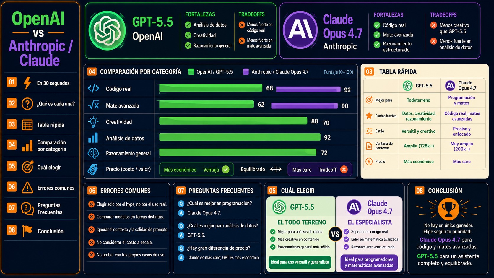 openai vs anthropic / claude tabla comparativa
