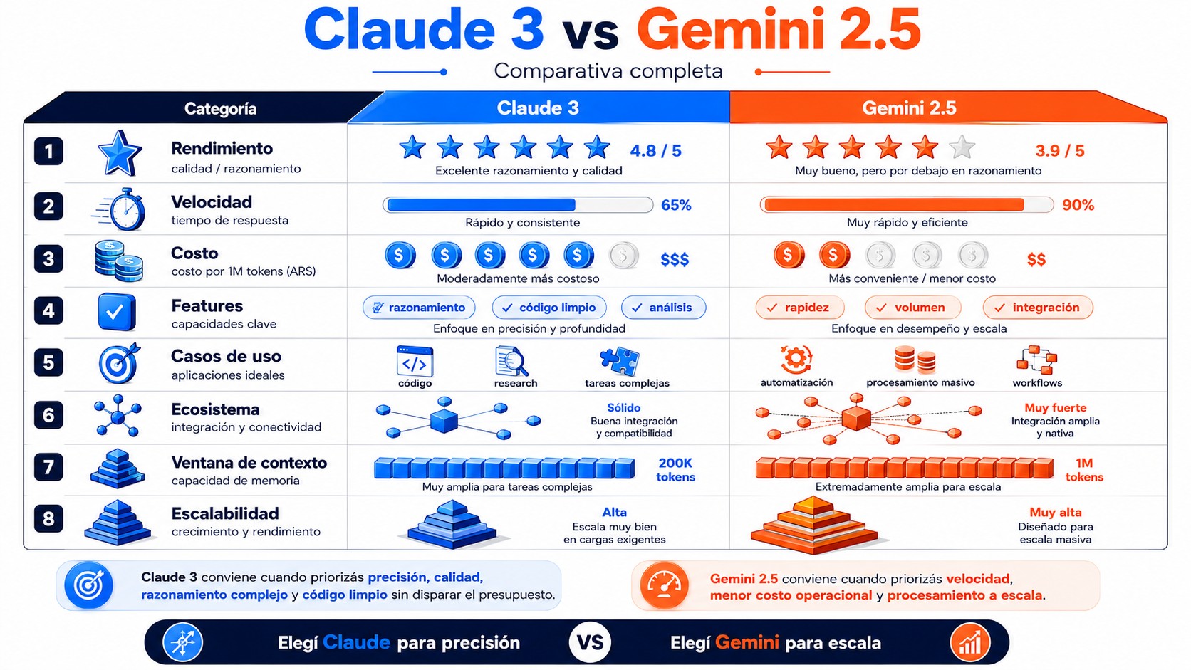 claude 3 vs gemini 2.5 tabla comparativa