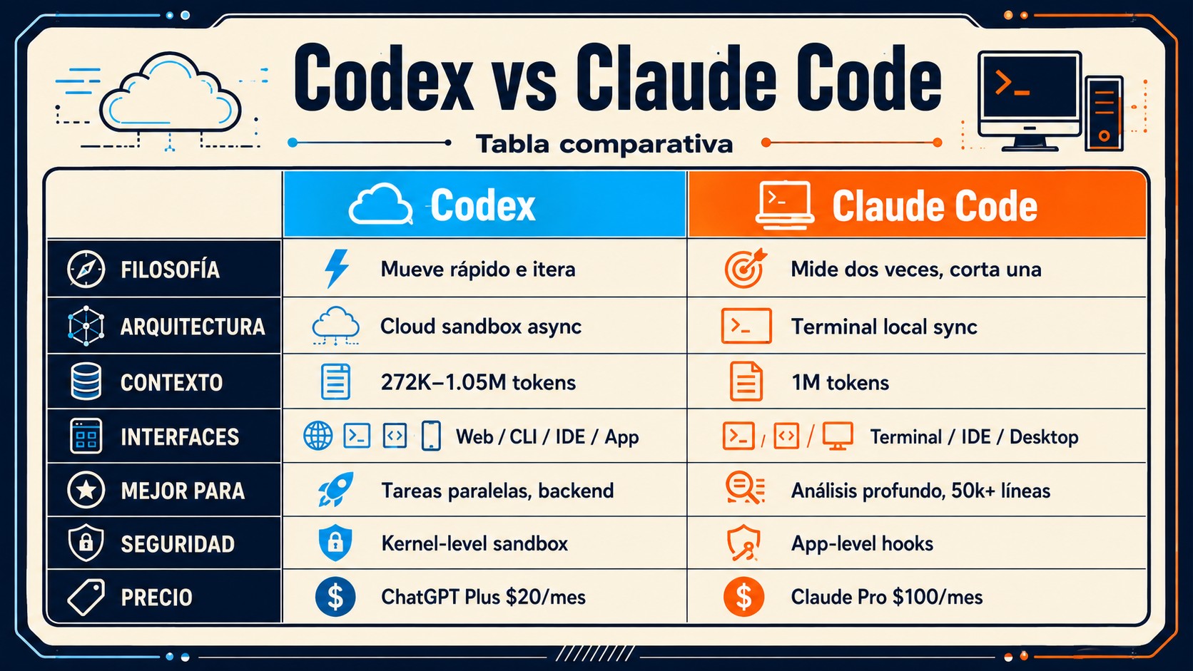 Una semana usando Codex vs Claude: el veredicto 2 codex vs claude diagrama explicativo