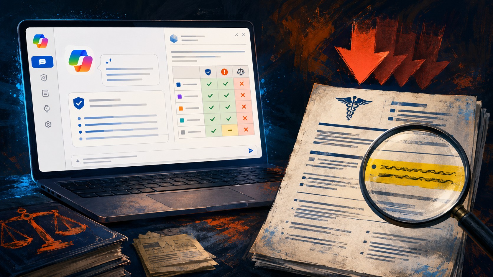 Copilot HIPAA: el error triple y la cita que no existe 1 Copilot HIPAA: el error triple y la cita que no existe - A laptop screen showing the Windows Copilot chat sidebar with a confident regulatory answer a