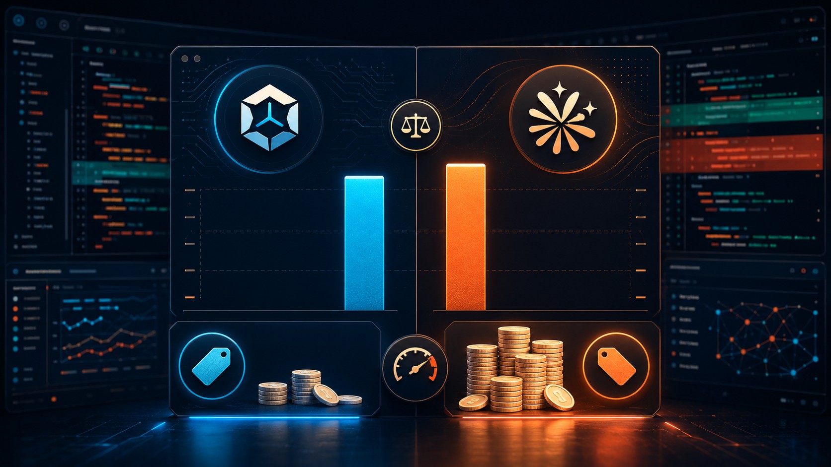 GLM-5.3 vs Claude Fable 5: empate y 5,4x de precio 1 GLM-5.3 vs Claude Fable 5: empate y 5,4x de precio - A split-screen benchmark scoreboard comparing 'GLM-5.3' and 'Claude Fable 5' with nearly identica