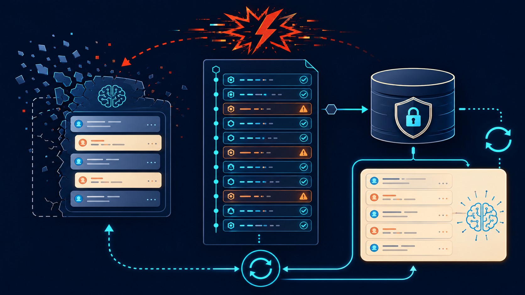 recuperación agentes ia crash diagrama explicativo