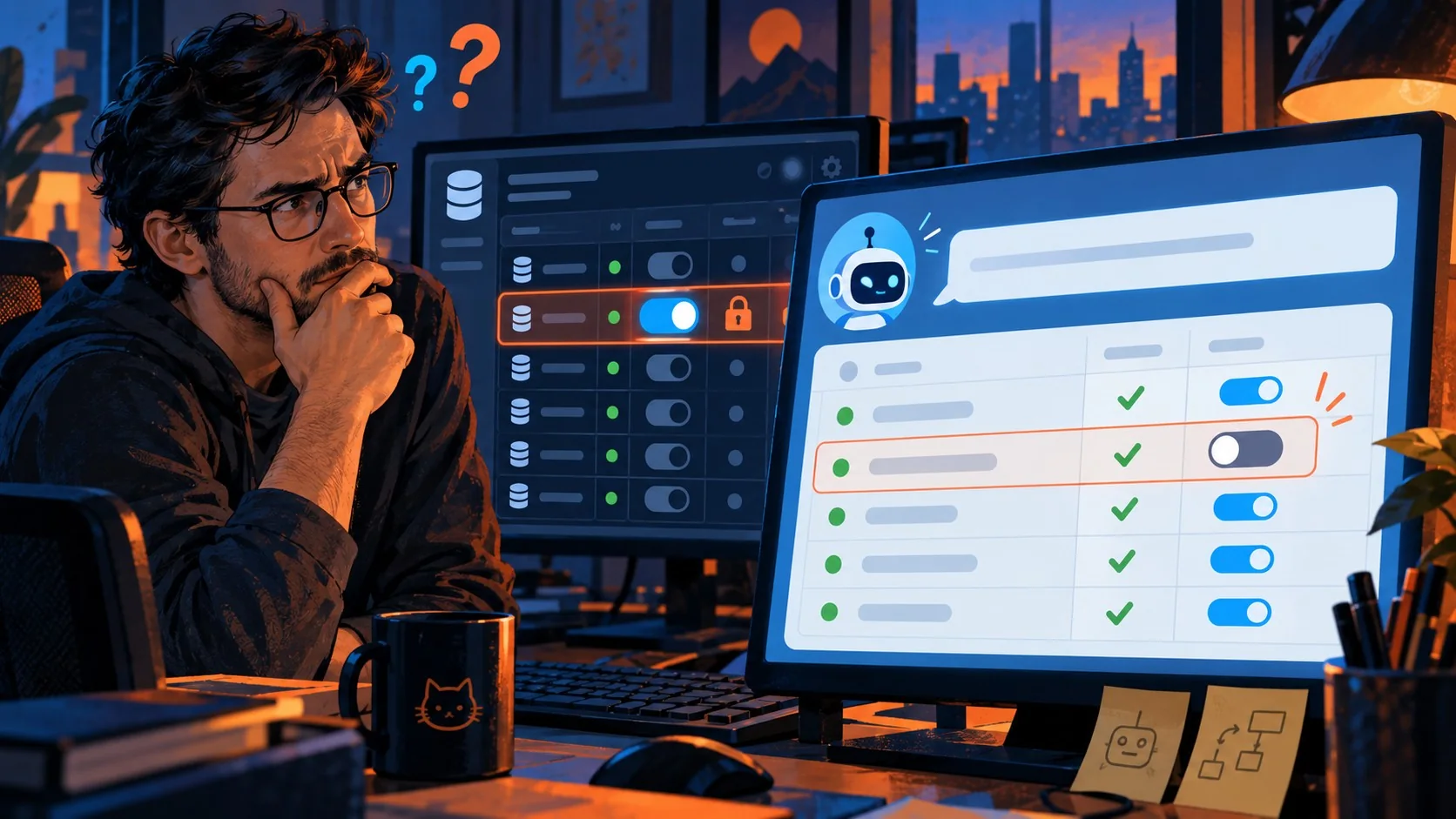 Alucinación de agentes de IA: el bug del approval gate - A chat interface showing a confident table claiming an approval gate toggle switched from ON
