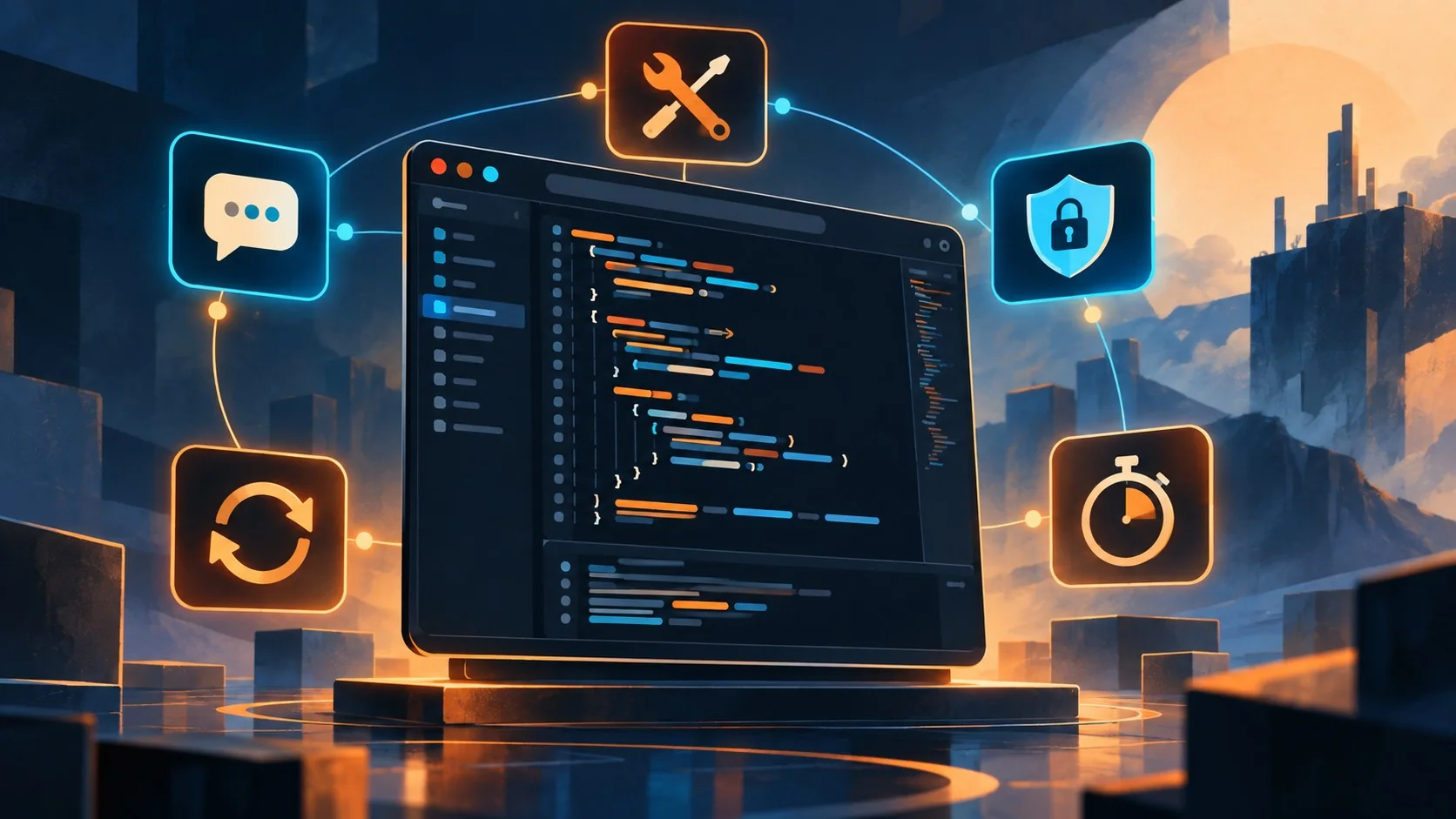 DeepSeek Harness: así se arma un plugin dsh completo 1 DeepSeek Harness: así se arma un plugin dsh completo - A terminal window showing TypeScript code for a plugin named workspace-context, with five small