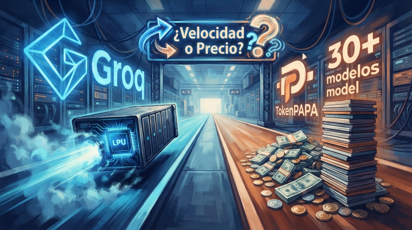 Groq vs TokenPAPA: ¿velocidad o precio en 2026? — ilustración