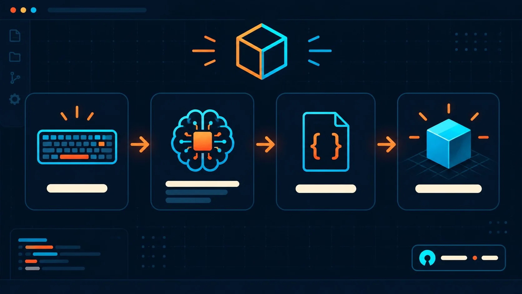 editor 3D con IA local diagrama explicativo