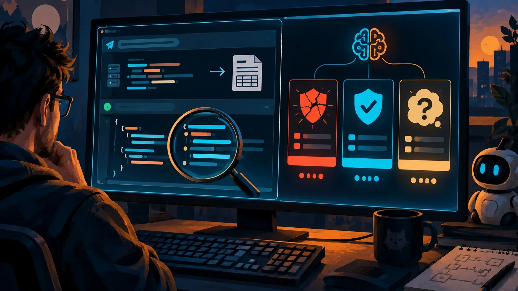 ProofSec: el benchmark que mide si tu IA sabe decir 'no sé' - A split-screen HTTP request panel showing 'GET /api/invoices/9281' returning '200 OK' on