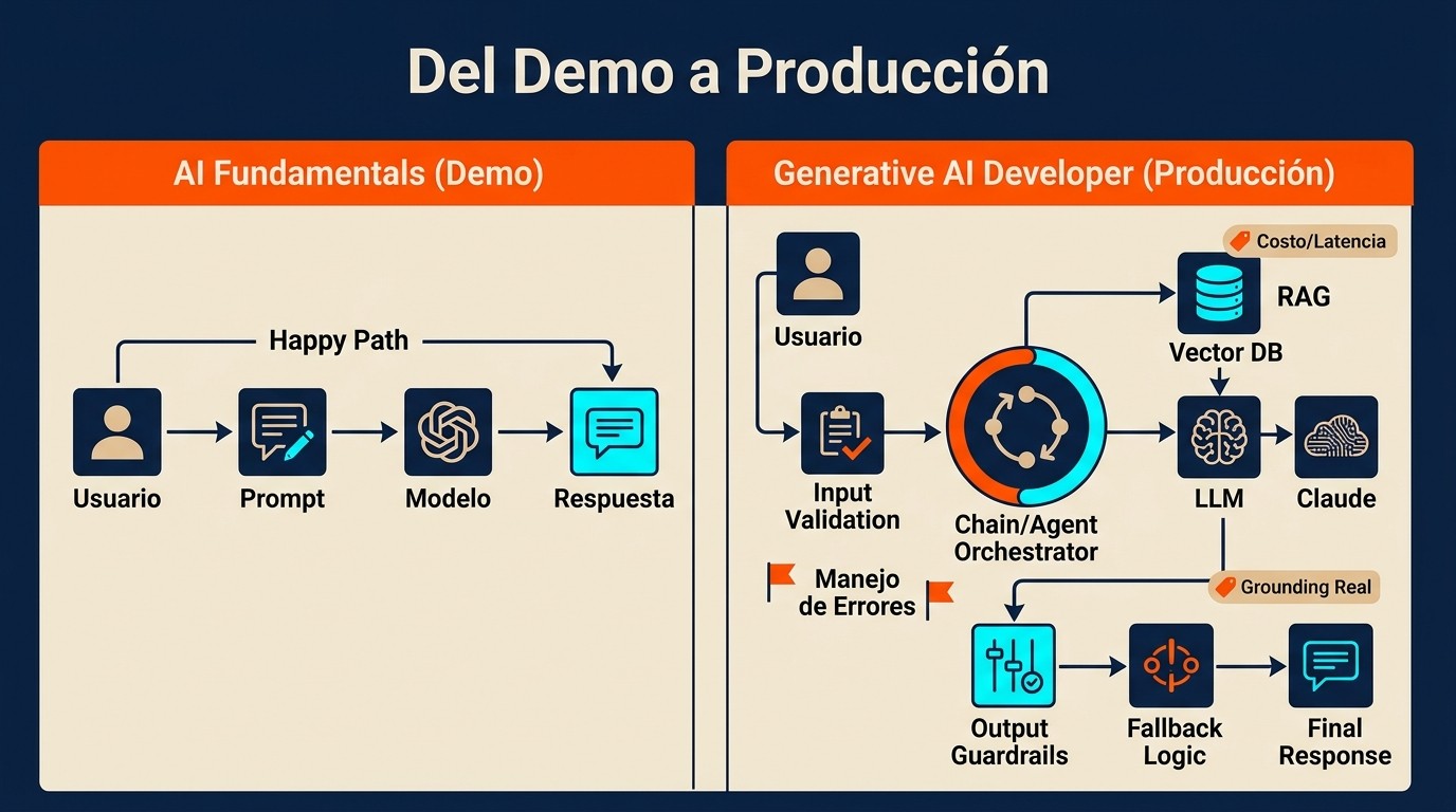 ruta carrera desarrollador ia generativa diagrama explicativo