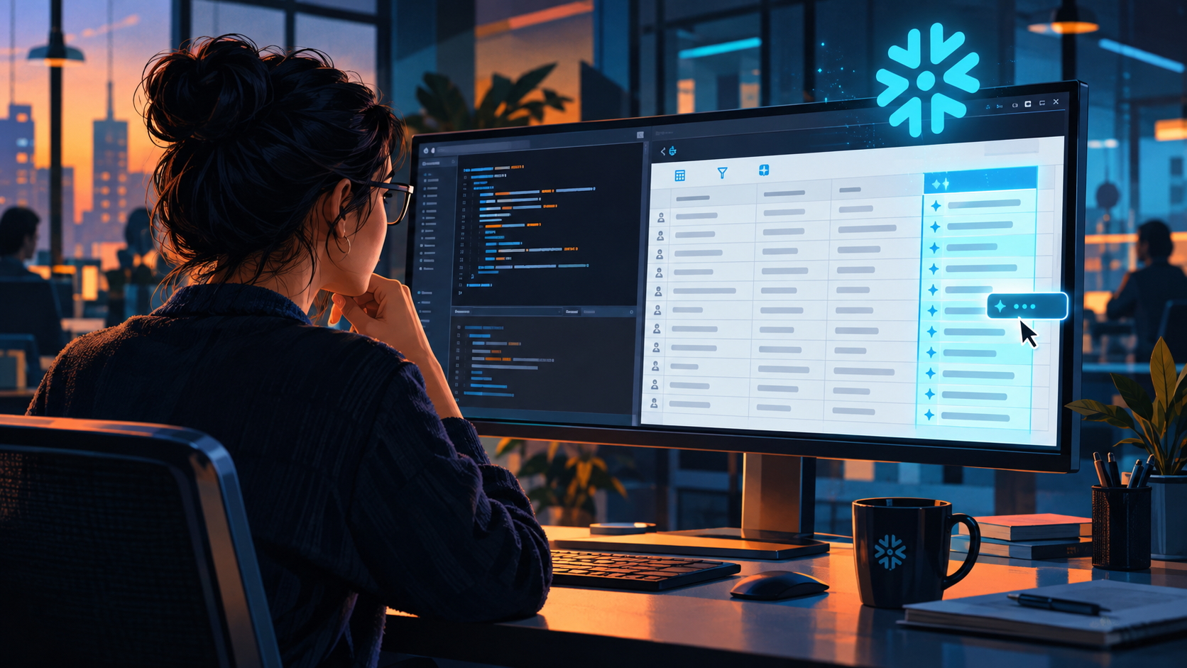 Snowflake Cortex: IA generativa dentro de tus tablas SQL — ilustración
