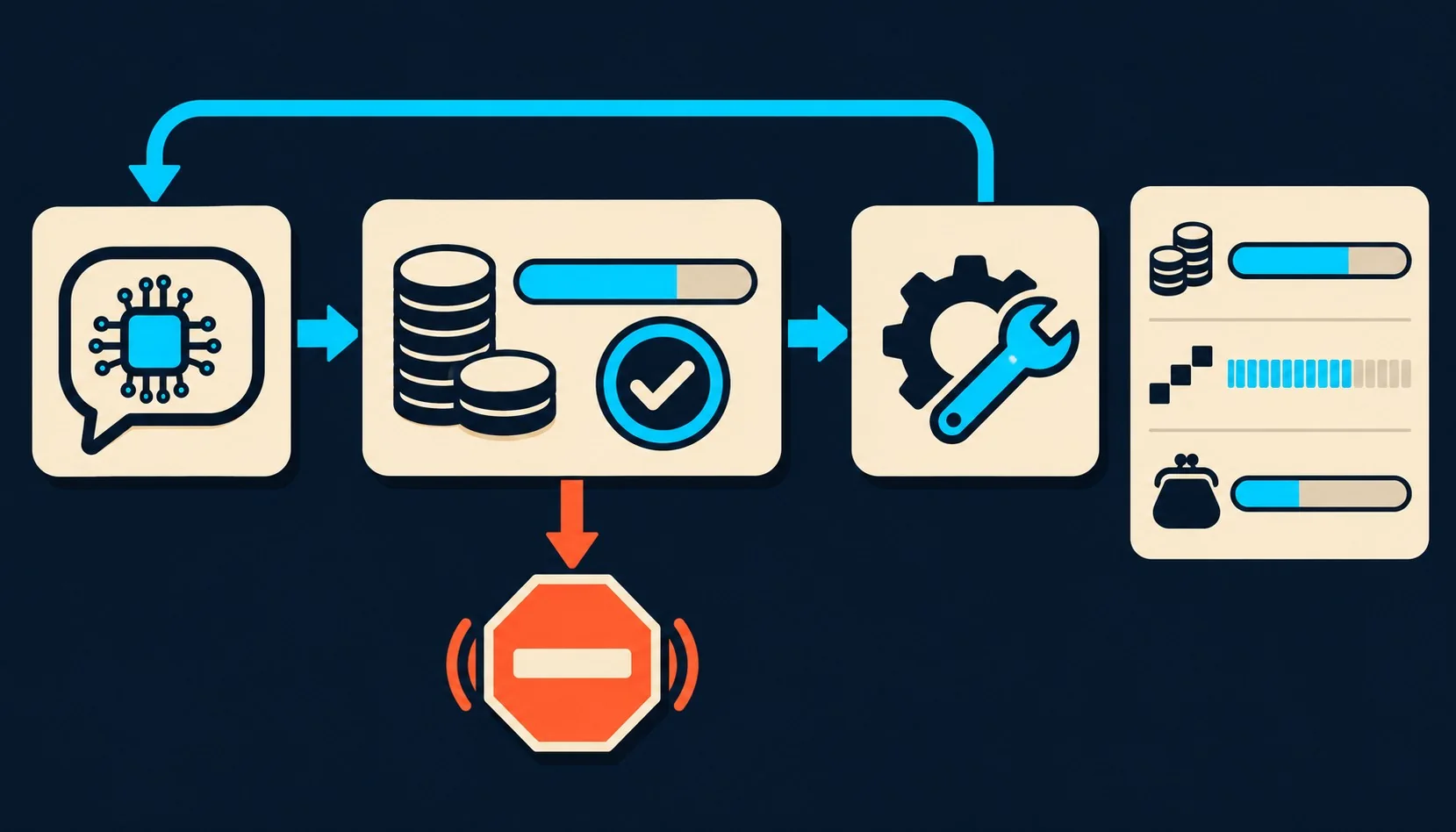control de gasto para agentes ia diagrama explicativo