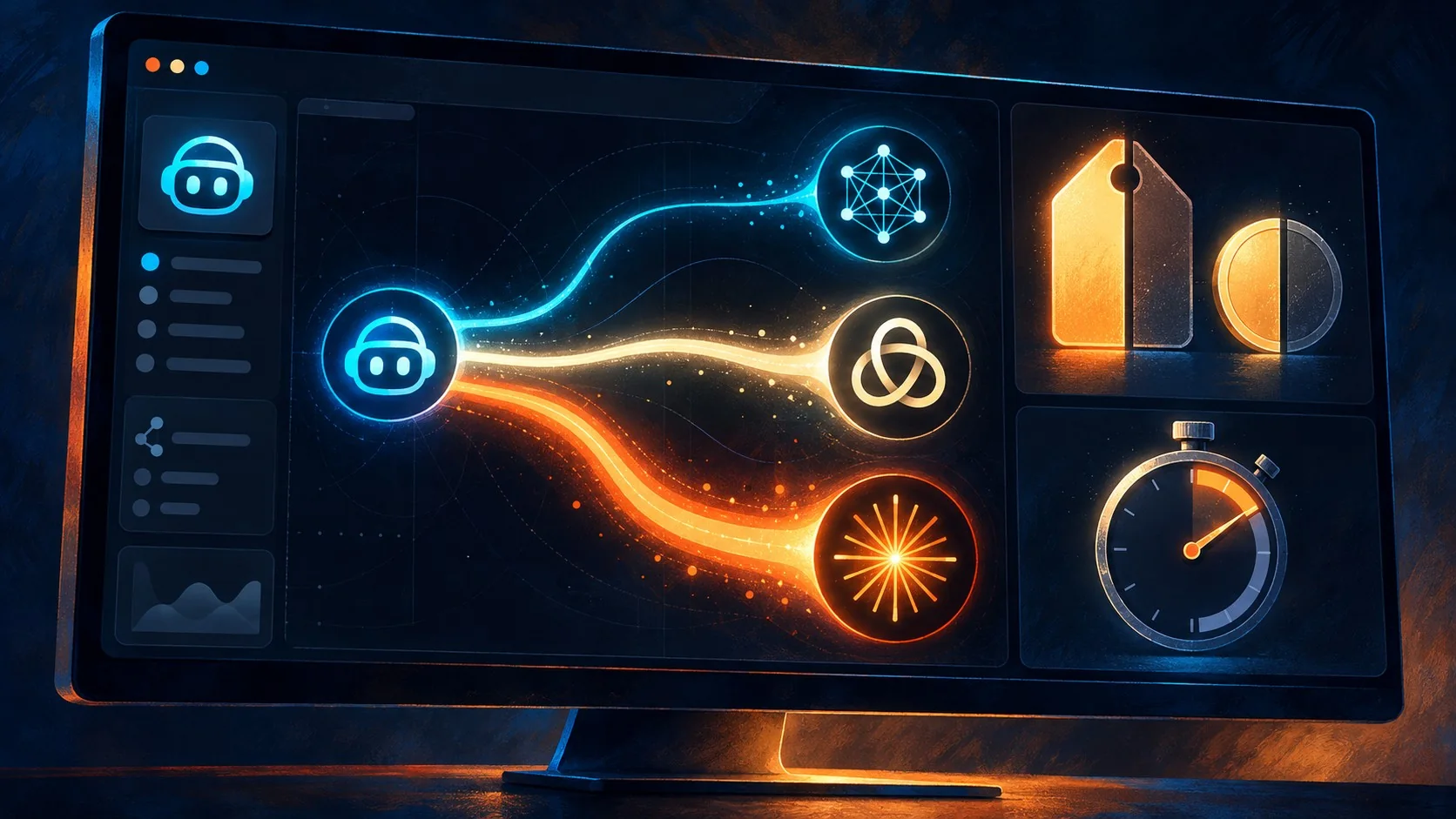GitHub Copilot Fusion vs Claude Opus 5.5 Max: los números - A developer's screen showing a GitHub Copilot interface with three glowing pathways labele